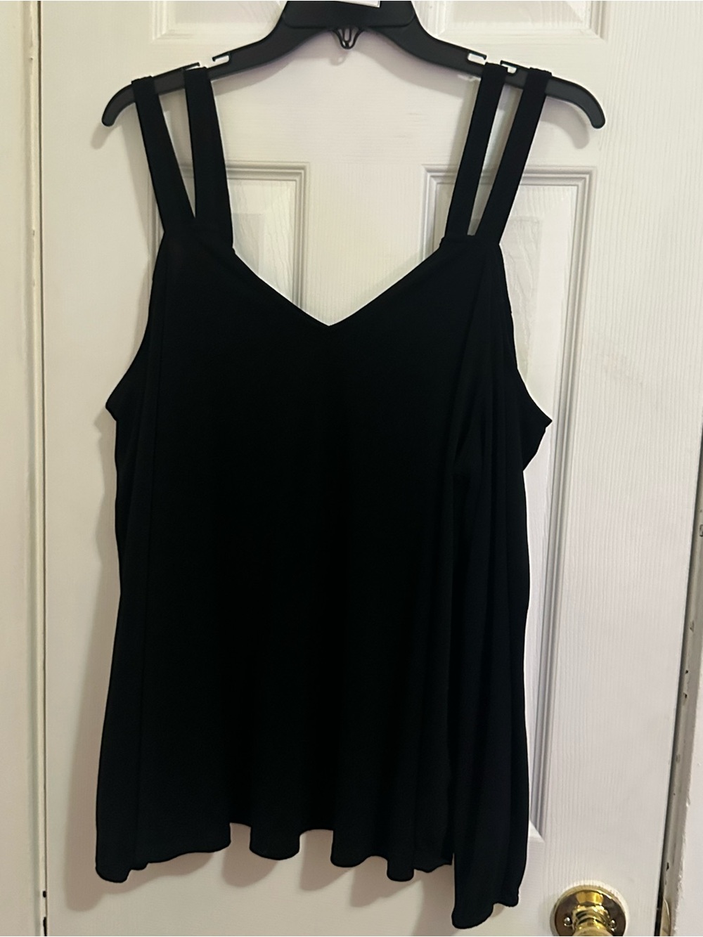 Torrid Black Double Strap Cold Shoulder V-Neck Long Sleeve Blouse Size 1